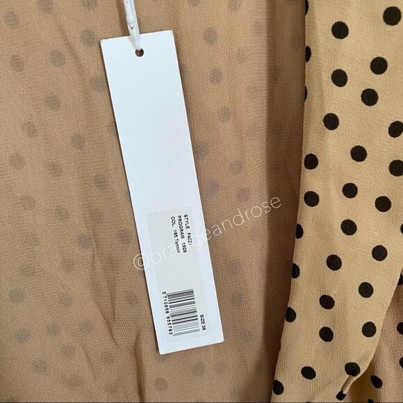 NWT GANNI Tan Black Polka Dot Wrap Maxi Dress 38 M - Picture 14 of 16